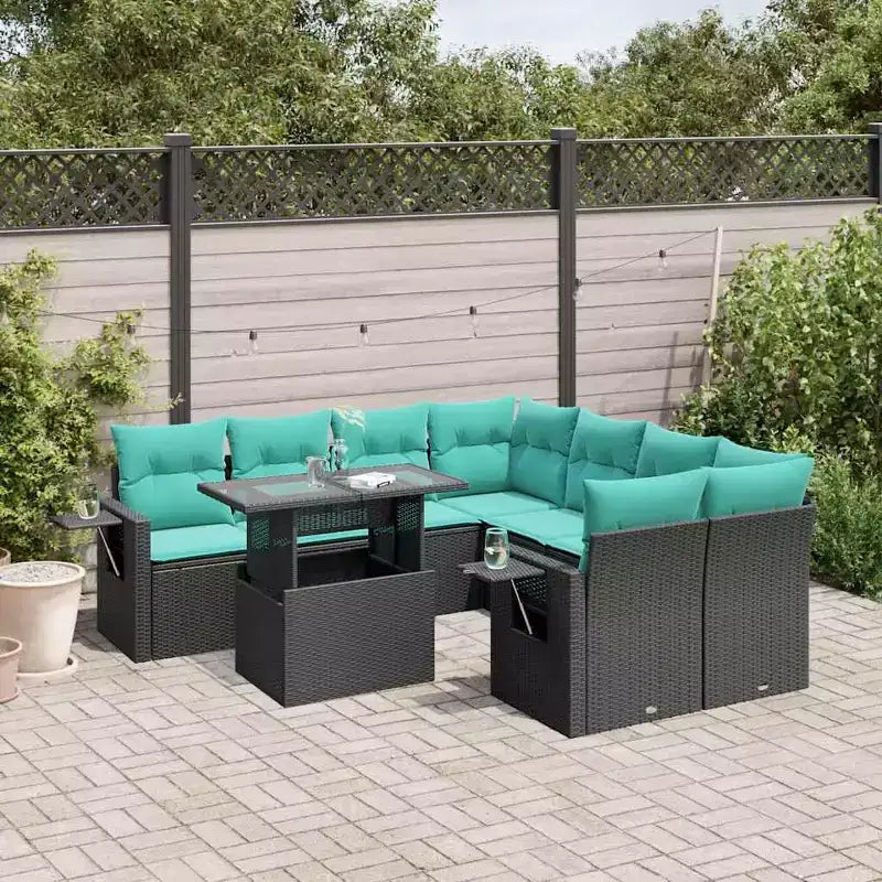 vidaXL Salotto da Giardino con Cuscini in Polirattan e Legno di Acacia