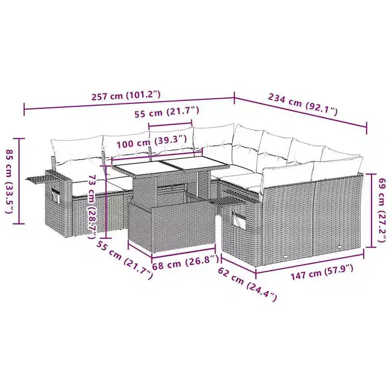 vidaXL Salotto da Giardino con Cuscini in Polirattan e Legno di Acacia