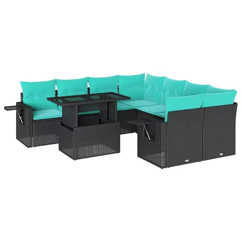 vidaXL Salotto da Giardino con Cuscini in Polirattan e Legno di Acacia