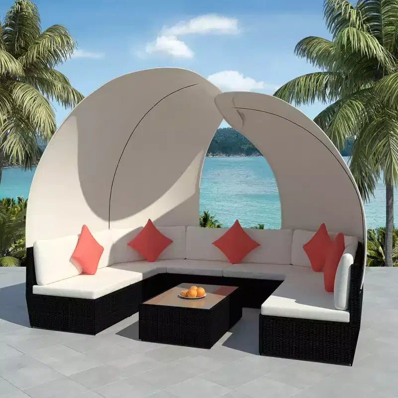 vidaXL Set Divani da Giardino con Tettuccio Polyrattan Antracite