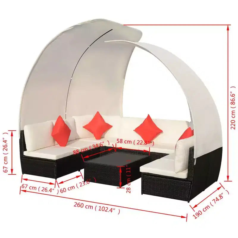 vidaXL Set Divani da Giardino con Tettuccio Polyrattan Antracite