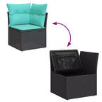 vidaXL Set Divani da Giardino 11 pz con Cuscini Nero in Polyrattan e Acacia