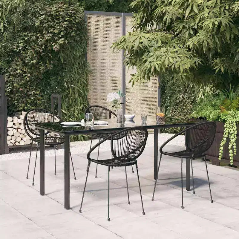vidaXL Set da pranzo da esterno 5 pz in rattan PE nero