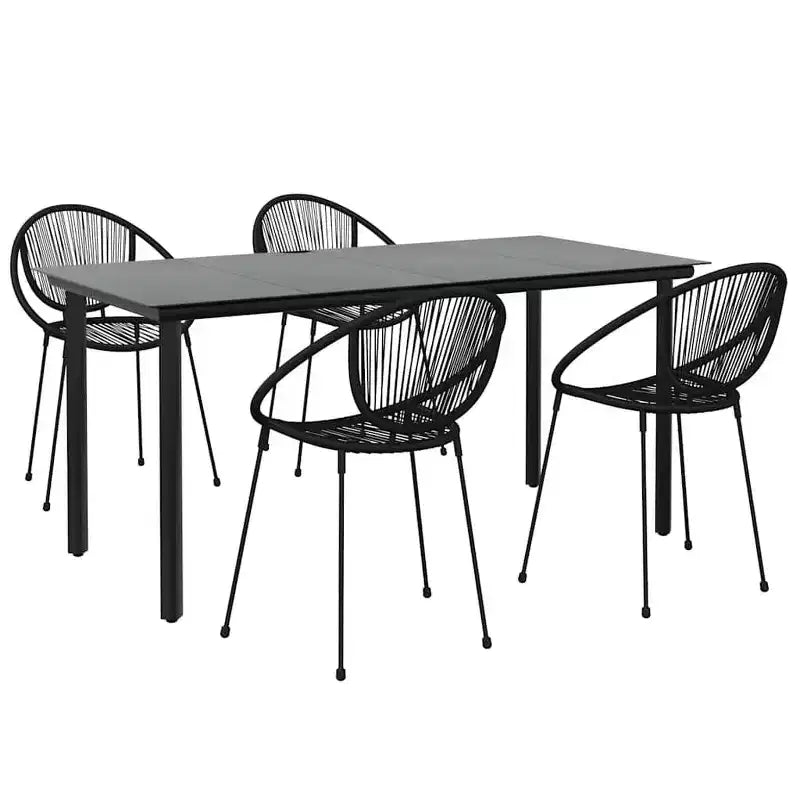 vidaXL Set da pranzo da esterno 5 pz in rattan PE nero