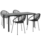 vidaXL Set da pranzo da esterno 5 pz in rattan PE nero