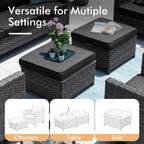 Ensemble de salon de jardin HOMLUX en rotin 7 pièces avec canapé, poufs et fauteuils
