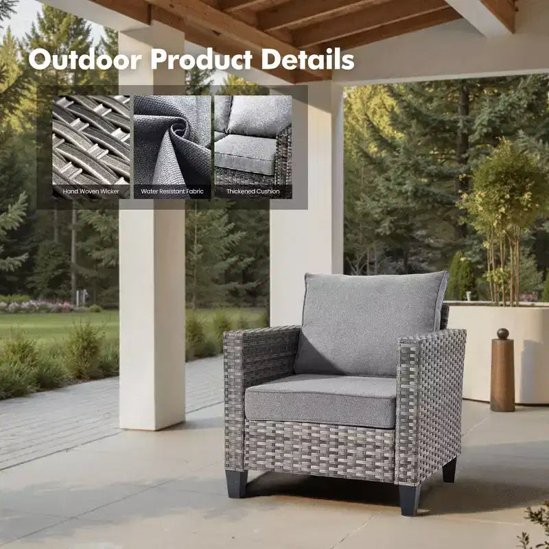 Set di mobili da giardino HOMLUX da 5 pezzi: Divano a 3 posti + 2 Poltrone + 2 Pouf