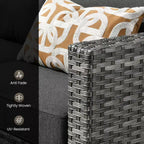 Set da Divano da Esterno 4 Pezzi HOMLUX con 3 Posti, 2 Poltrone Singole e Tavolino da Caffè a LED, Rattan PE Grigio