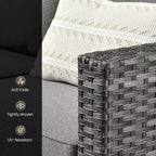 Set da Divano da Esterno 4 Pezzi HOMLUX con 3 Posti, 2 Poltrone Singole e Tavolino da Caffè a LED, Rattan PE Grigio