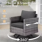 Set da Esterno HOMLUX 6 Pezzi con Divano 3 Posti e Pouf, Sedie Girevoli
