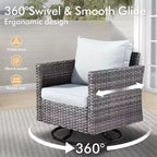 Set da Esterno HOMLUX 6 Pezzi con Divano 3 Posti e Pouf, Sedie Girevoli