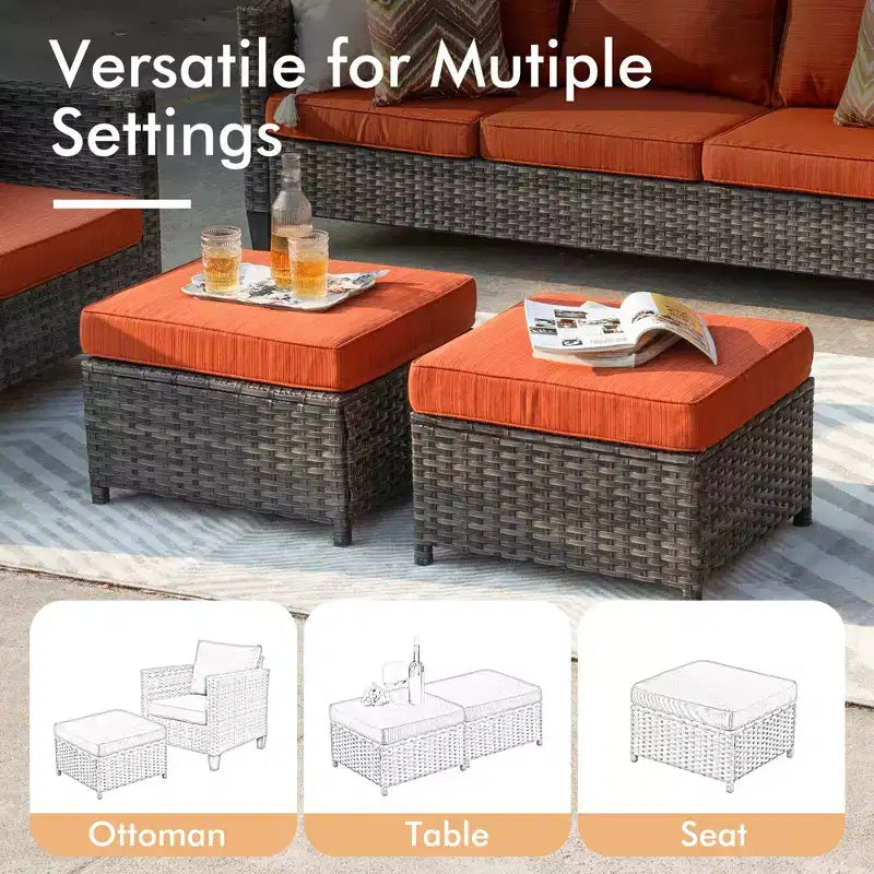 Set da Esterno HOMLUX 6 Pezzi con Divano 3 Posti e Pouf, Sedie Girevoli