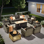 Set da 10 pezzi per patio HOMLUX con tavolo da 54" con braciere e sedie girevoli