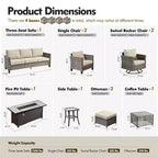 Set da 10 pezzi per patio HOMLUX con tavolo da 54" con braciere e sedie girevoli