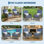 Set 2 sedie da esterno in rattan per patio, cuscini spessi, vimini sfumato per tutte le stagioni - Sedute da esterno versatili per portico, terrazza, giardino, cortile
