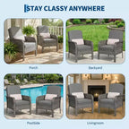 Set 2 sedie da esterno in rattan per patio, cuscini spessi, vimini sfumato per tutte le stagioni - Sedute da esterno versatili per portico, terrazza, giardino, cortile