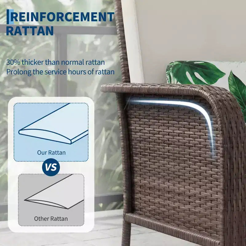 Set 2 sedie da esterno in rattan per patio, cuscini spessi, vimini sfumato per tutte le stagioni - Sedute da esterno versatili per portico, terrazza, giardino, cortile