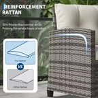 Set da 3 mobili da esterno in rattan PE, set tavolo e sedie da esterno con piano in vetro temperato e cuscini, set conversazione da patio