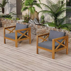 Set da conversazione per patio per piccoli spazi, seduta da esterno in legno di acacia con cuscini e tavolino pieghevole per balcone, ponte, giardino - Panipeachy