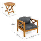 Set da conversazione per patio per piccoli spazi, seduta da esterno in legno di acacia con cuscini e tavolino pieghevole per balcone, ponte, giardino - Panipeachy