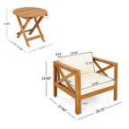 Set da conversazione per patio per piccoli spazi, seduta da esterno in legno di acacia con cuscini e tavolino pieghevole per balcone, ponte, giardino - Panipeachy