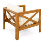 Set da conversazione per patio per piccoli spazi, seduta da esterno in legno di acacia con cuscini e tavolino pieghevole per balcone, ponte, giardino - Panipeachy