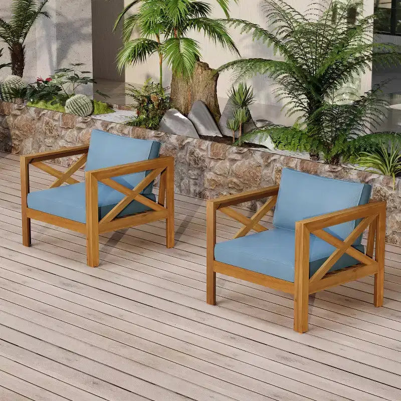 Set da conversazione per patio per piccoli spazi, seduta da esterno in legno di acacia con cuscini e tavolino pieghevole per balcone, ponte, giardino - Panipeachy