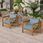 Set da conversazione per patio per piccoli spazi, seduta da esterno in legno di acacia con cuscini e tavolino pieghevole per balcone, ponte, giardino - Panipeachy