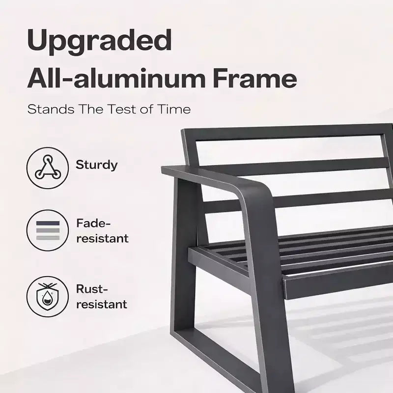 GDFStudio Baldwin Set da Divano da Giardino Moderno a 5 Pezzi in Alluminio con 2 Tavolini da Caffè e 2 Poltrone Girevoli
