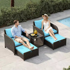 Set di mobili da giardino da 5 pezzi con struttura in vimini di PE, sedute da esterno per tutte le stagioni per giardino, balcone e patio
