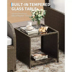 Set di mobili da giardino da 5 pezzi con struttura in vimini di PE, sedute da esterno per tutte le stagioni per giardino, balcone e patio
