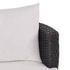 ModernLuxe Set da 3 pezzi per conversazione da esterno, Set da conversazione in vimini per patio, sedie in rattan PE con cuscini e tavolo in vetro temperato