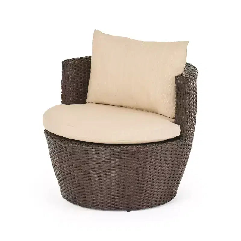 ModernLuxe Set da 3 pezzi per conversazione da esterno, Set da conversazione in vimini per patio, sedie in rattan PE con cuscini e tavolo in vetro temperato