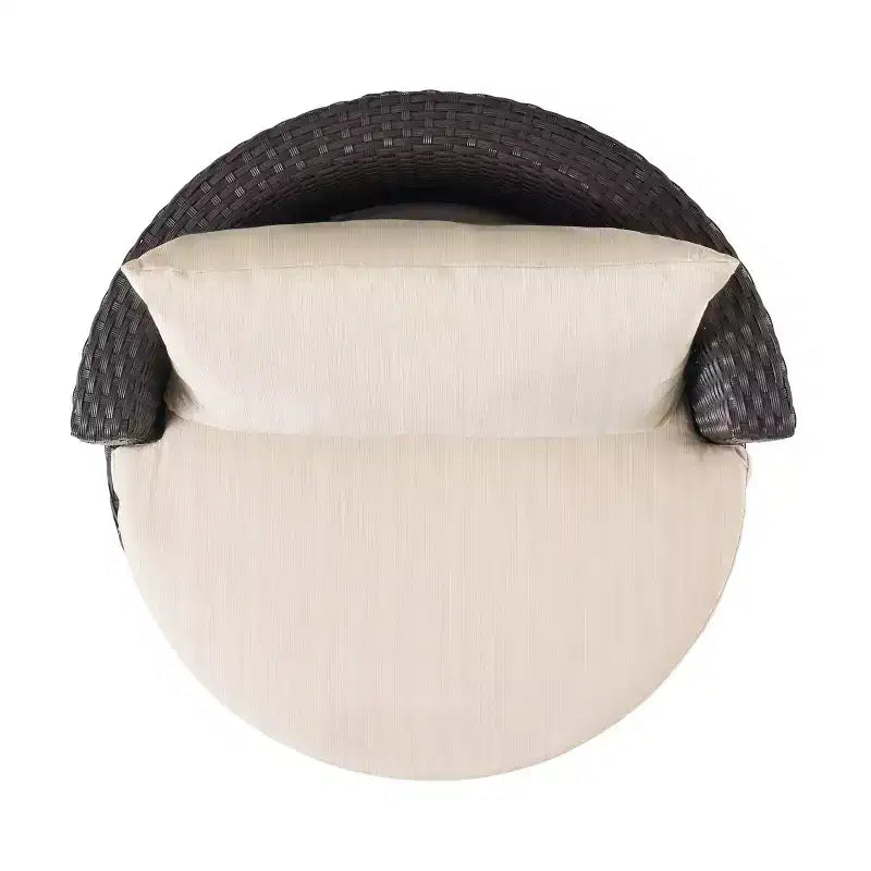 ModernLuxe Set da 3 pezzi per conversazione da esterno, Set da conversazione in vimini per patio, sedie in rattan PE con cuscini e tavolo in vetro temperato