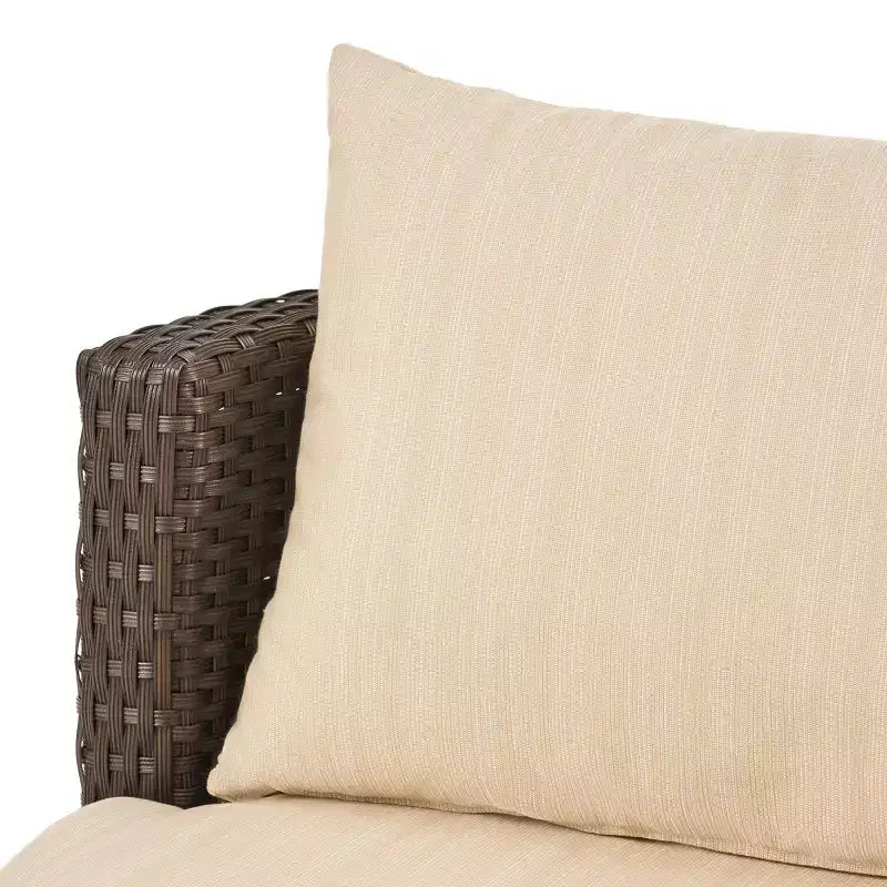 ModernLuxe Set da 3 pezzi per conversazione da esterno, Set da conversazione in vimini per patio, sedie in rattan PE con cuscini e tavolo in vetro temperato