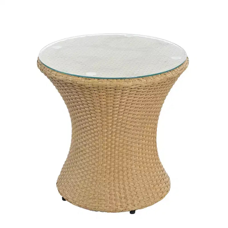 ModernLuxe Set da 3 pezzi per conversazione da esterno, Set da conversazione in vimini per patio, sedie in rattan PE con cuscini e tavolo in vetro temperato