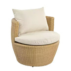 ModernLuxe Set da 3 pezzi per conversazione da esterno, Set da conversazione in vimini per patio, sedie in rattan PE con cuscini e tavolo in vetro temperato