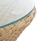 ModernLuxe Set da 3 pezzi per conversazione da esterno, Set da conversazione in vimini per patio, sedie in rattan PE con cuscini e tavolo in vetro temperato