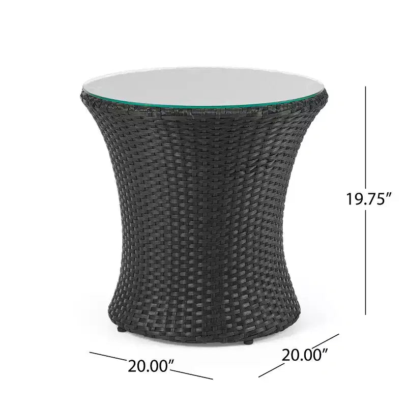 ModernLuxe Set da 3 pezzi per conversazione da esterno, Set da conversazione in vimini per patio, sedie in rattan PE con cuscini e tavolo in vetro temperato