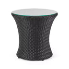 ModernLuxe Set da 3 pezzi per conversazione da esterno, Set da conversazione in vimini per patio, sedie in rattan PE con cuscini e tavolo in vetro temperato