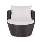 ModernLuxe Set da 3 pezzi per conversazione da esterno, Set da conversazione in vimini per patio, sedie in rattan PE con cuscini e tavolo in vetro temperato