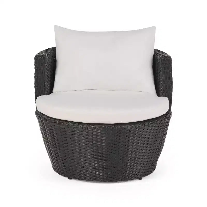 ModernLuxe Set da 3 pezzi per conversazione da esterno, Set da conversazione in vimini per patio, sedie in rattan PE con cuscini e tavolo in vetro temperato