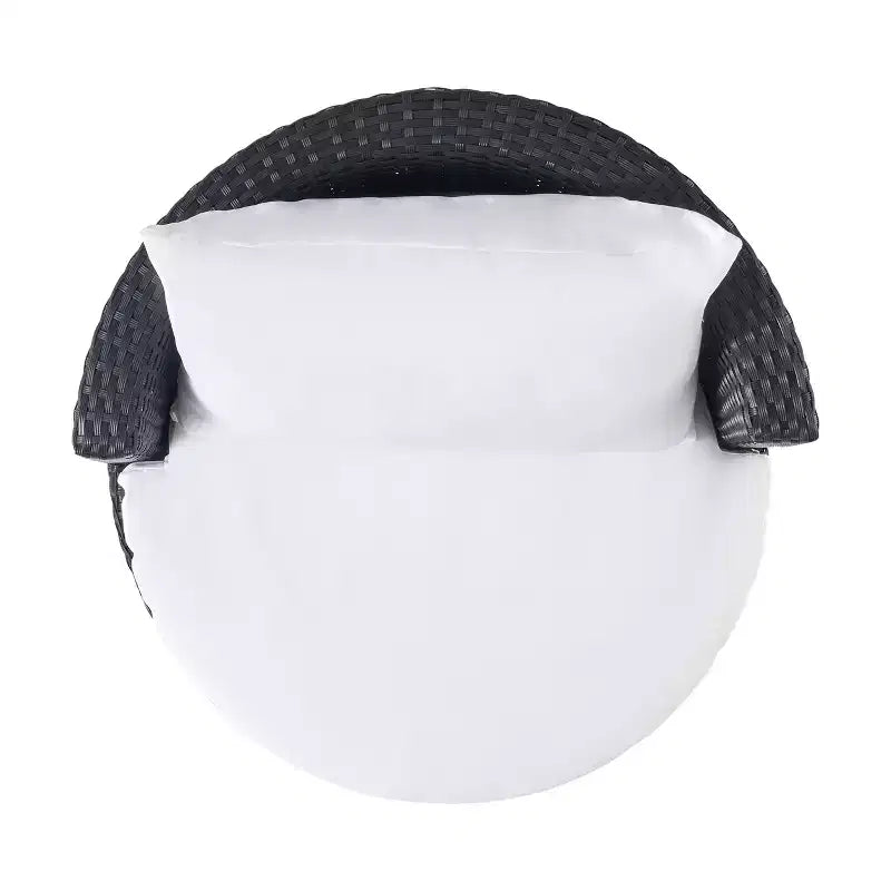 ModernLuxe Set da 3 pezzi per conversazione da esterno, Set da conversazione in vimini per patio, sedie in rattan PE con cuscini e tavolo in vetro temperato