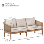Christopher Knight Home Adewale – Ensemble de jardin moderne 4 pièces en acacia avec coussins, table à lattes et design en corde