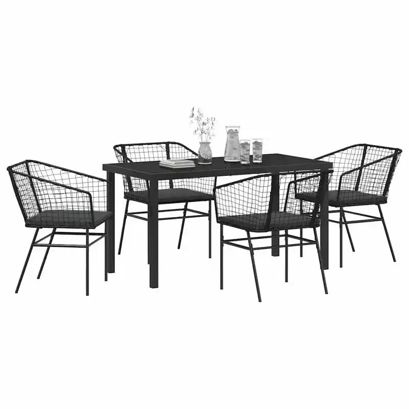 vidaXL Set da pranzo da giardino 5 pz in polyrattan nero