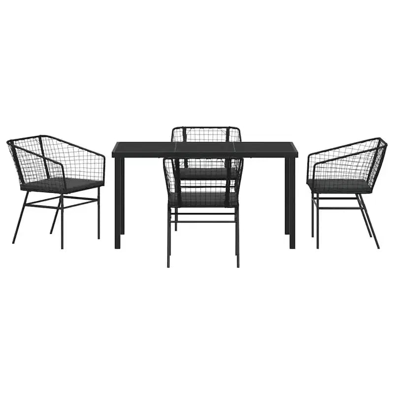 vidaXL Set da pranzo da giardino 5 pz in polyrattan nero