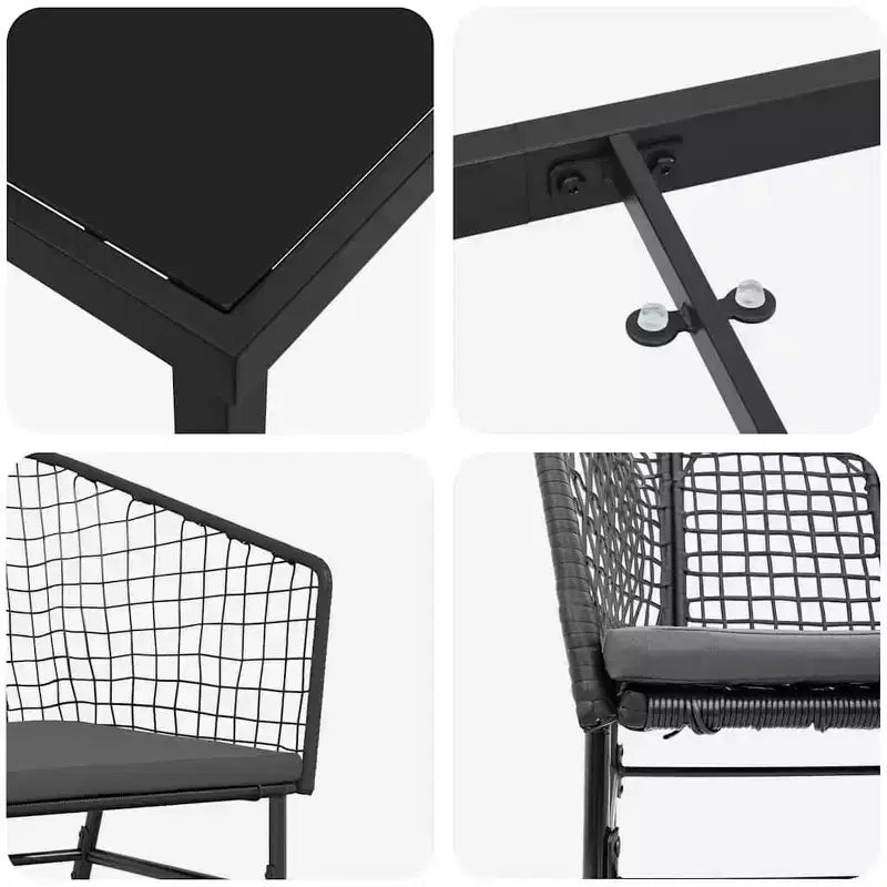 vidaXL Set da pranzo da giardino 5 pz in polyrattan nero