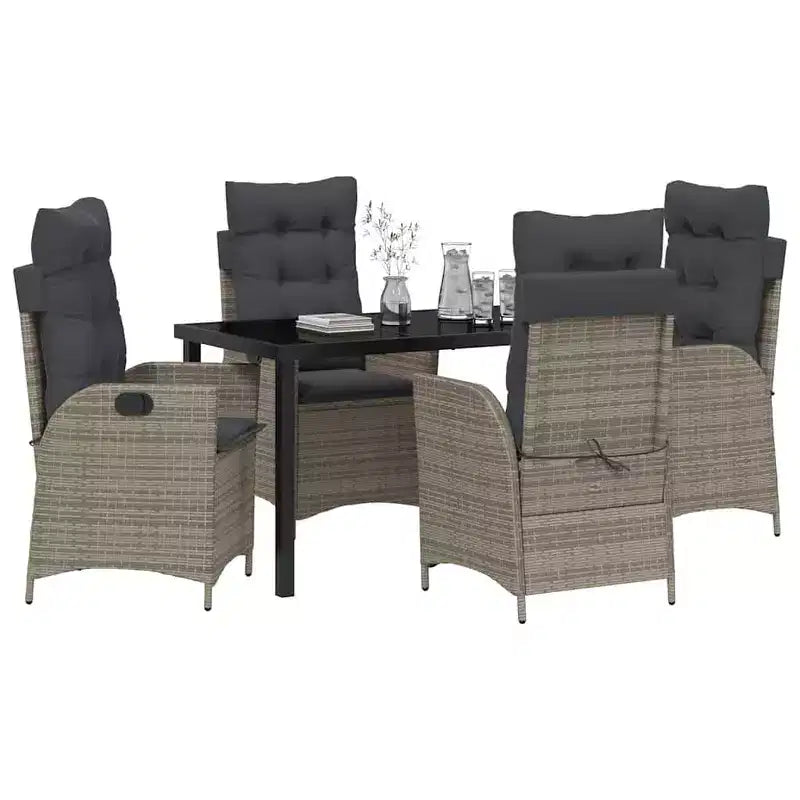 vidaXL Set da pranzo da giardino con cuscini 5 pz Grigio Rattan PE