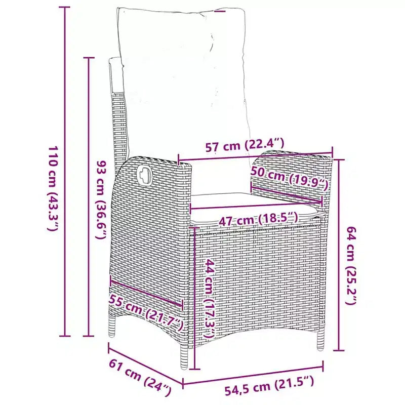 vidaXL Set da pranzo da giardino con cuscini 5 pz Grigio Rattan PE