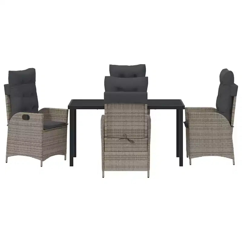 vidaXL Set da pranzo da giardino con cuscini 5 pz Grigio Rattan PE